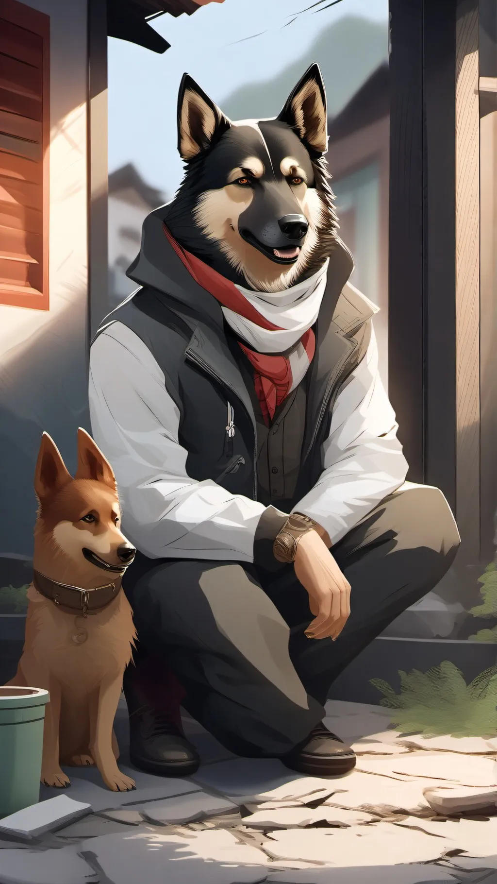 ai character: Dog man x you background