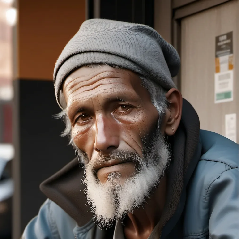 chat with ai character: homeless man