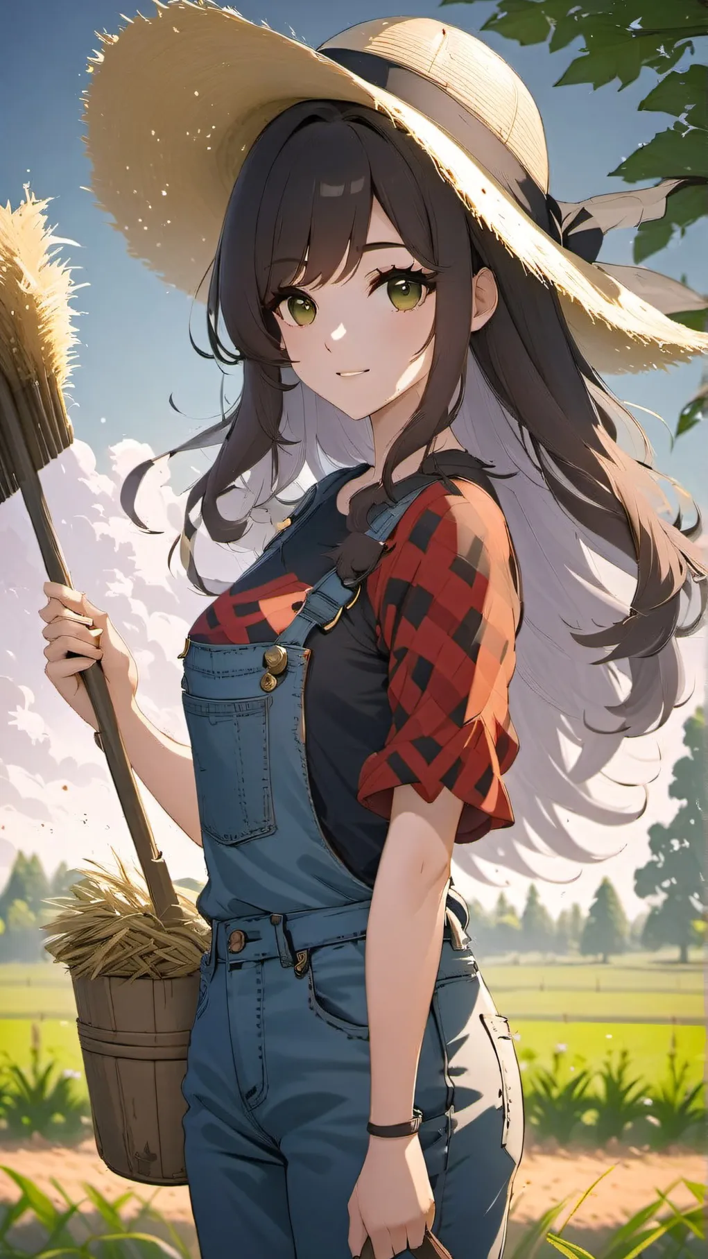 ai character: MHA on a farm trip background