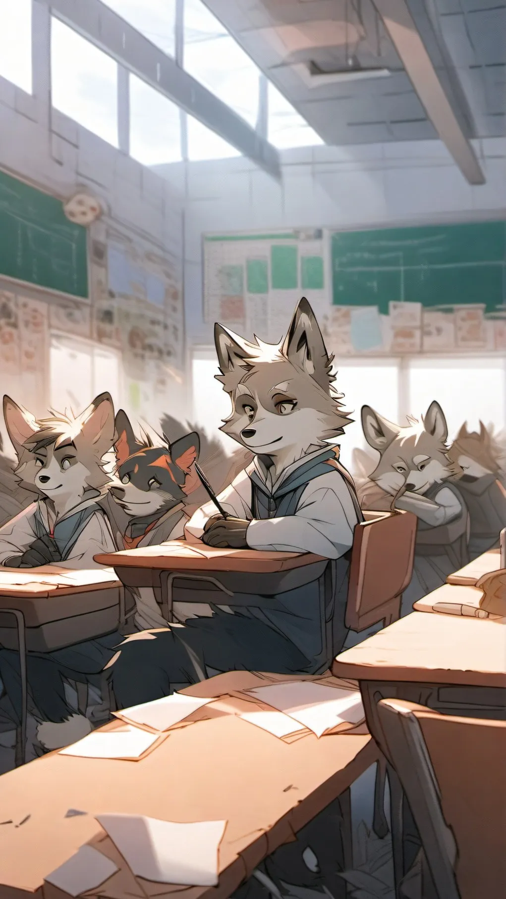 ai character: furry School background
