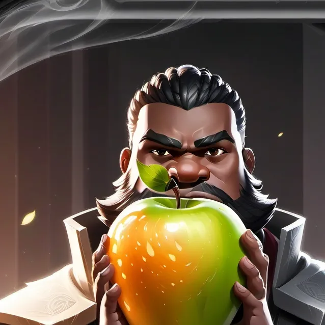 chat with ai character: man face apple