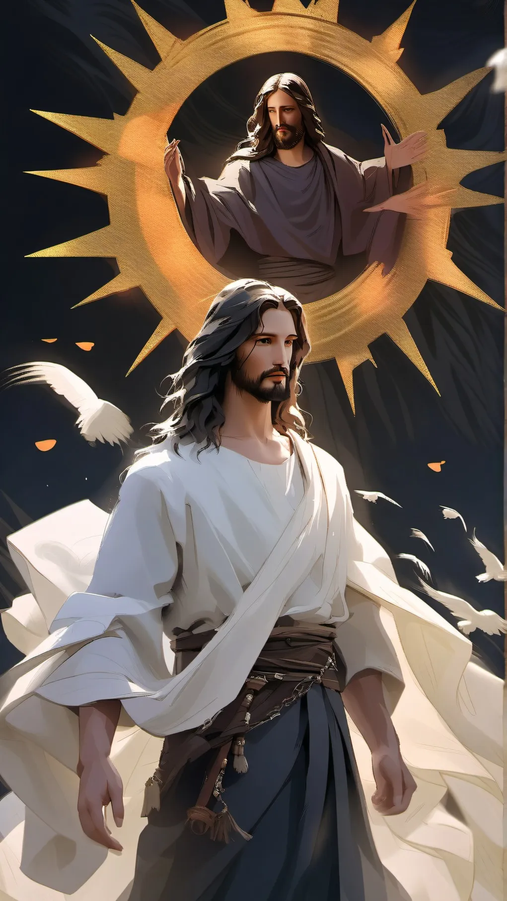 ai character: Jesus Our God background