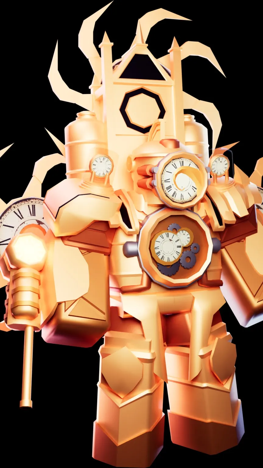 ai character: titan clock man background