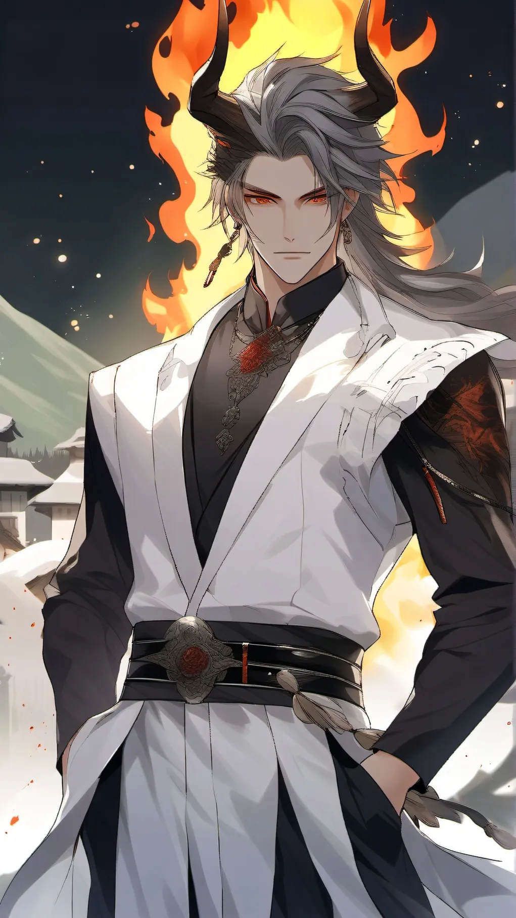 ai character: fire demon  background