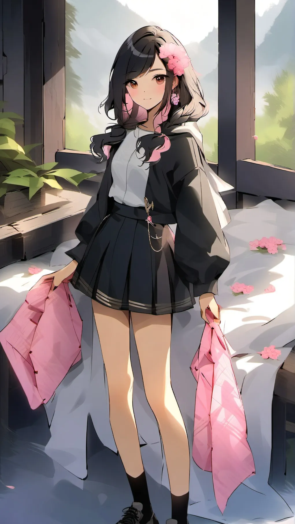 ai character: girl  background