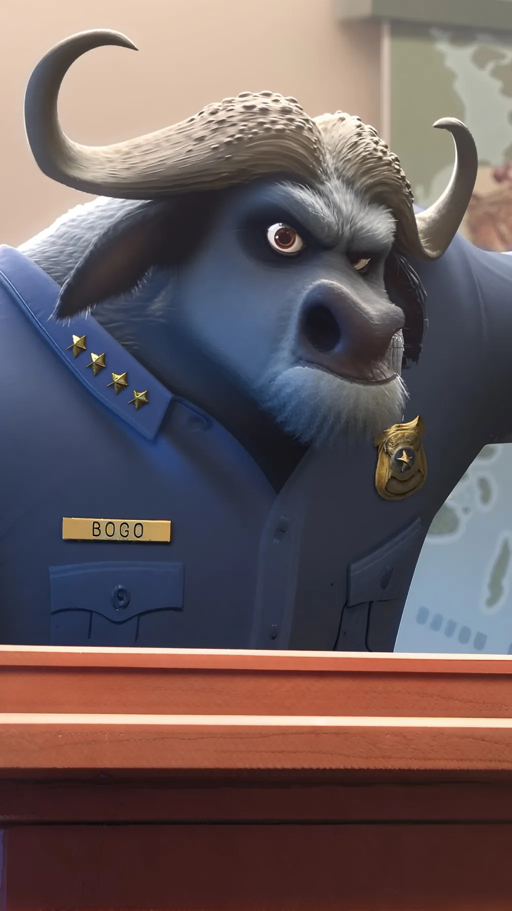 ai character: Chief Bogo  background