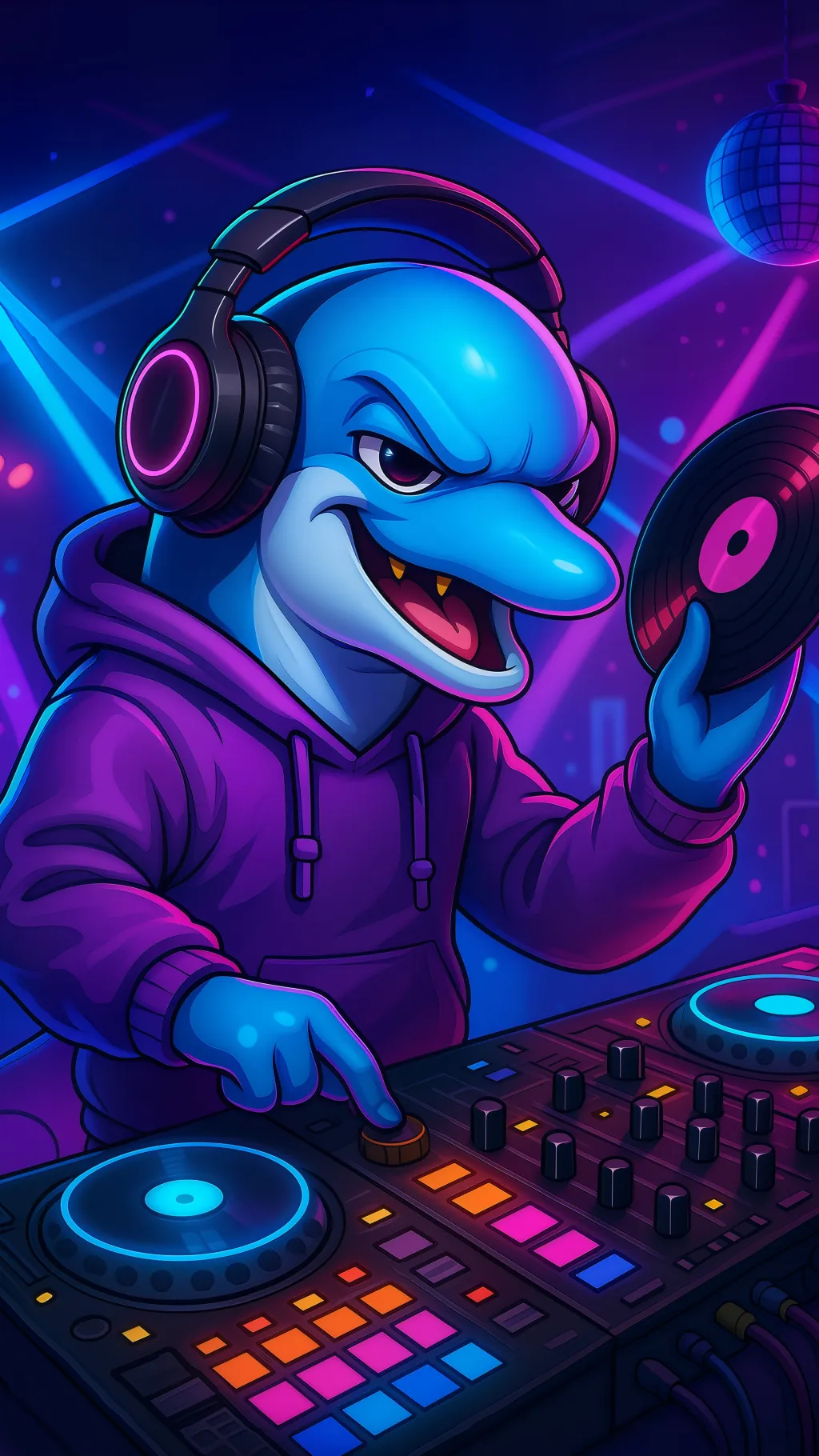 ai character: DJ FinSpin background