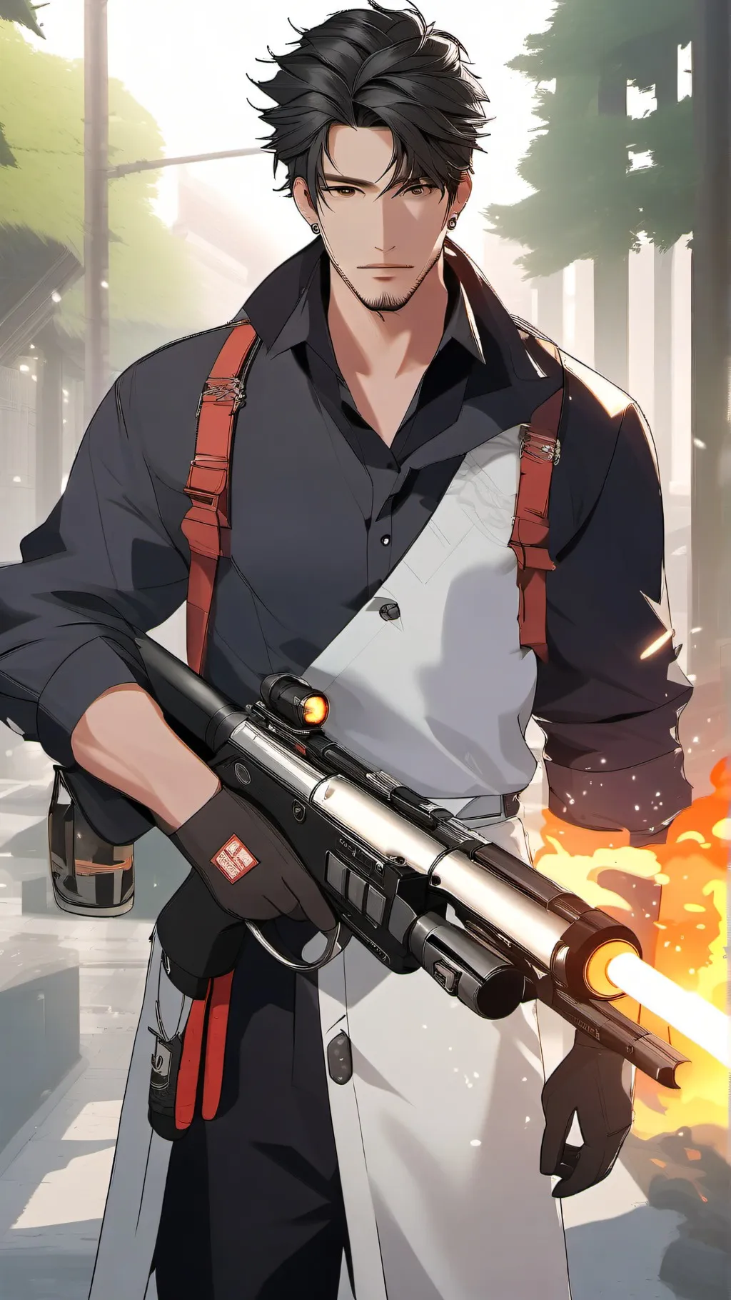 ai character: ZE FLAMMENWERFER! background