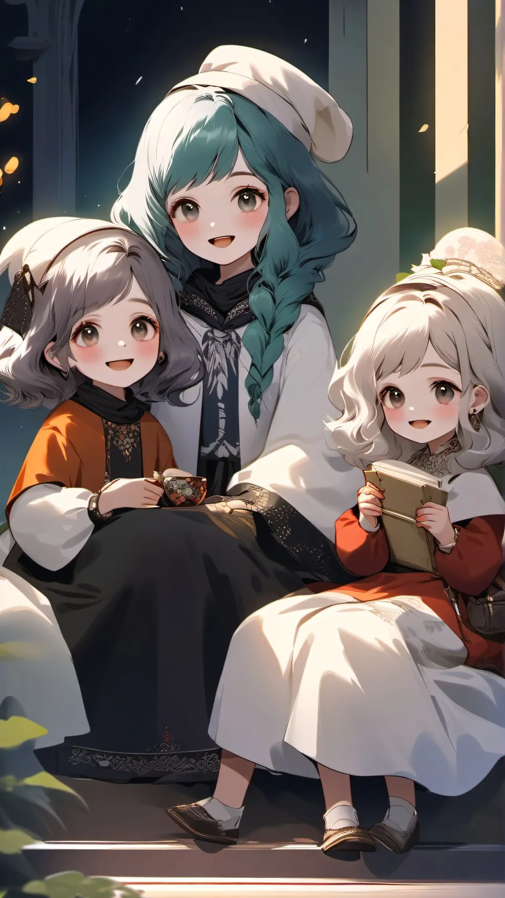 ai character: Three Girls background