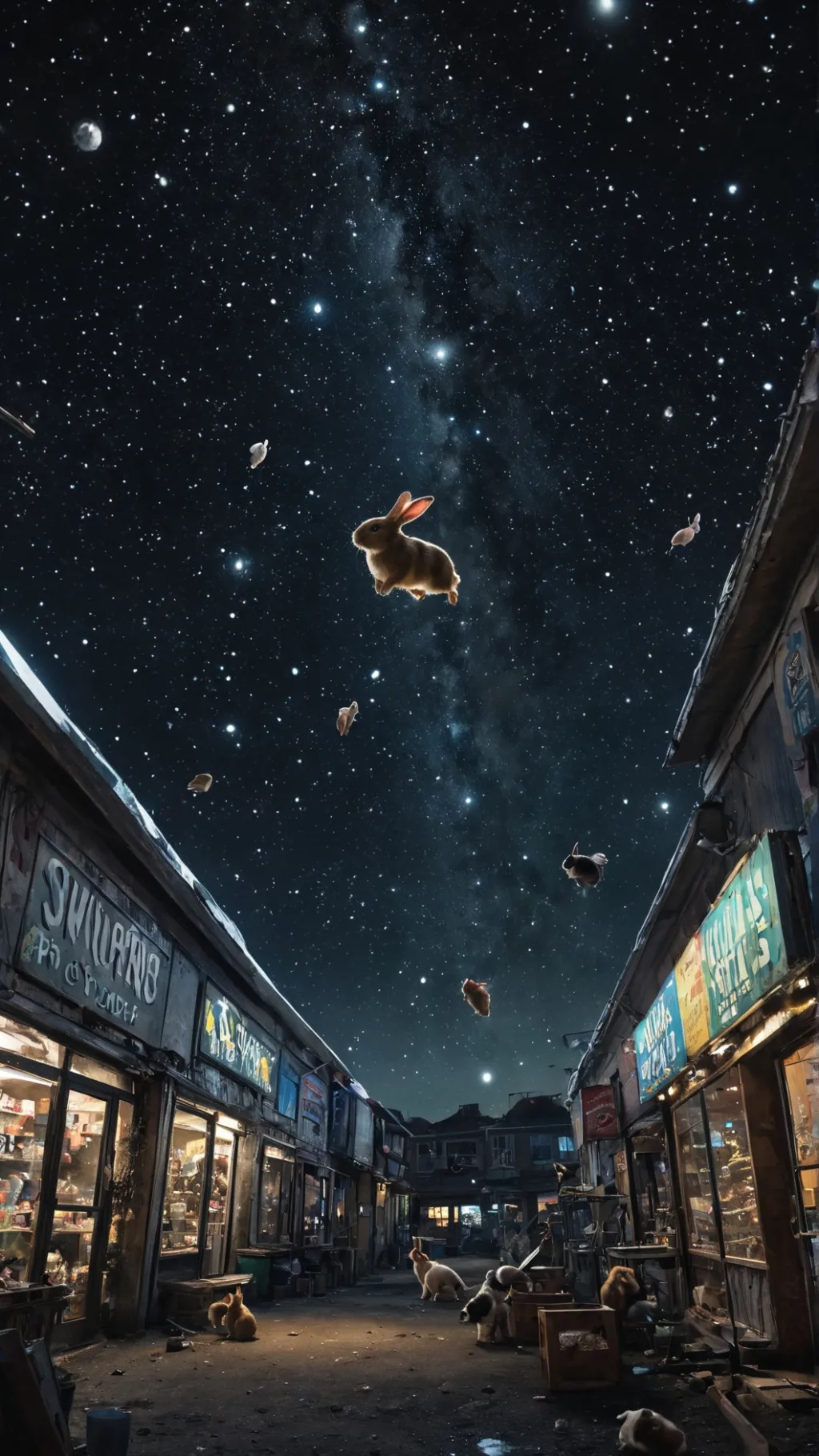 ai character: galaxy pet shops background