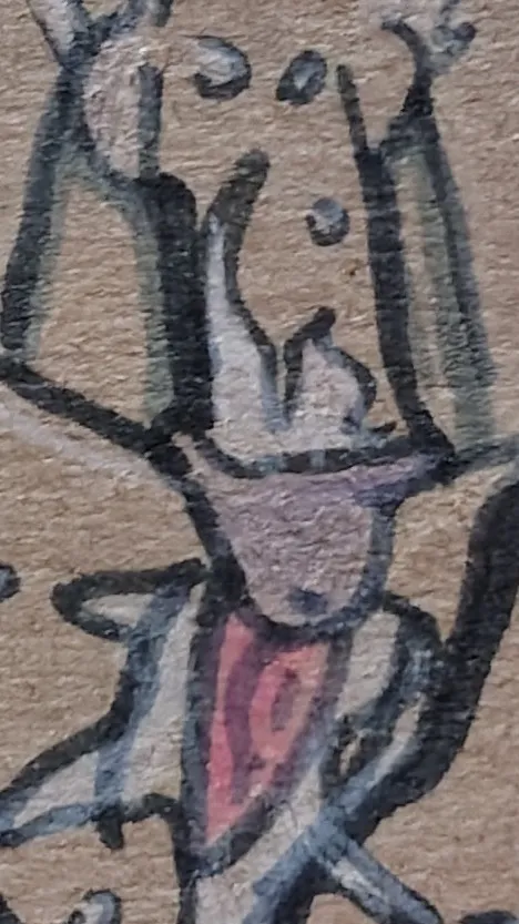 ai character: On wet bed sheets background