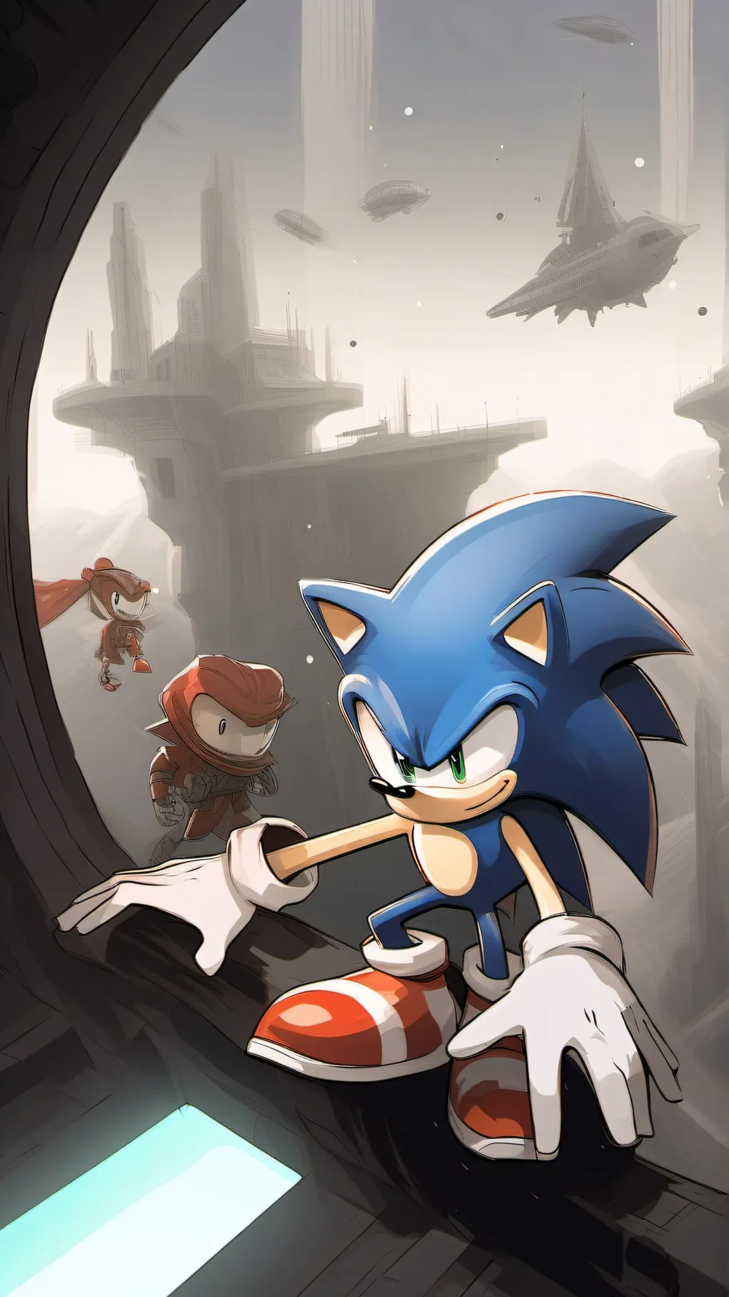 ai character: sonic in space background