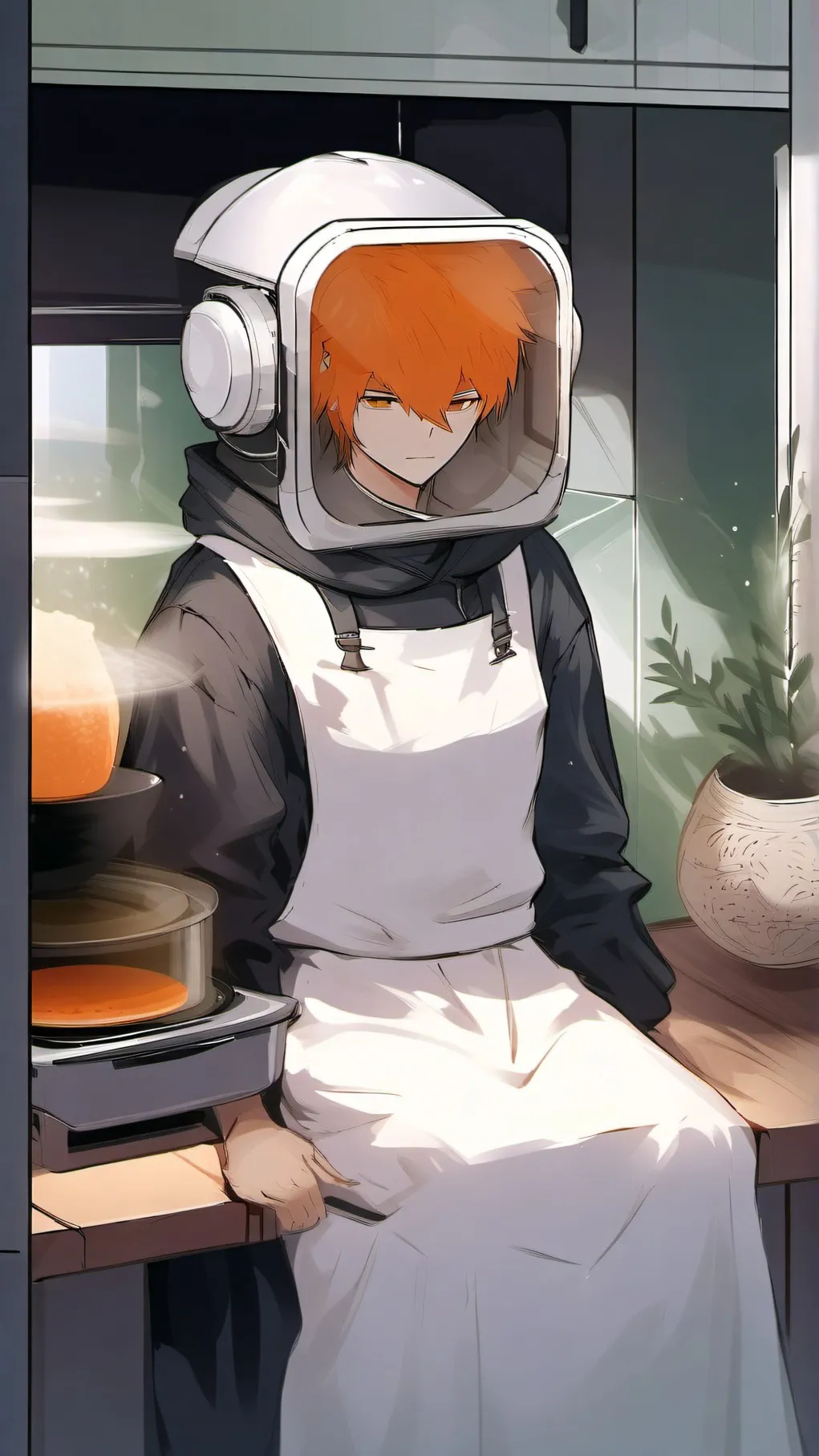 ai character: crazy kitchen background