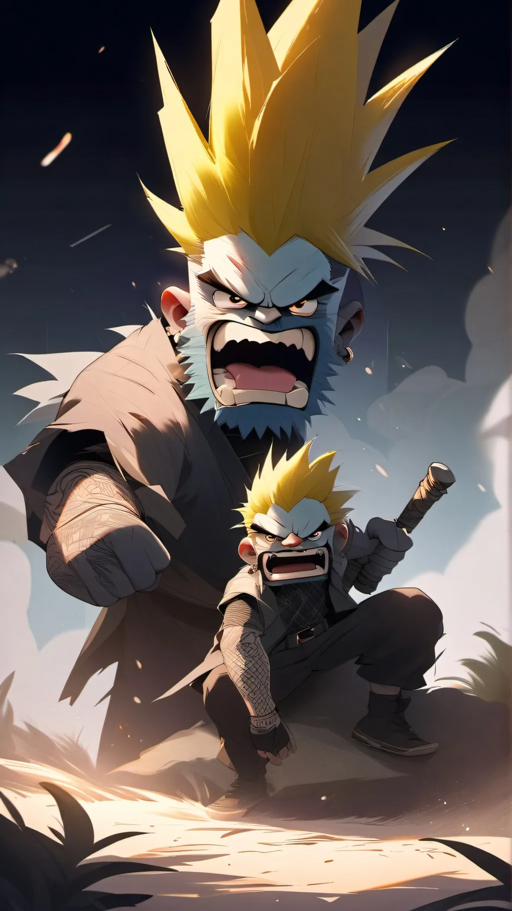 ai character: Angry pineapple  background