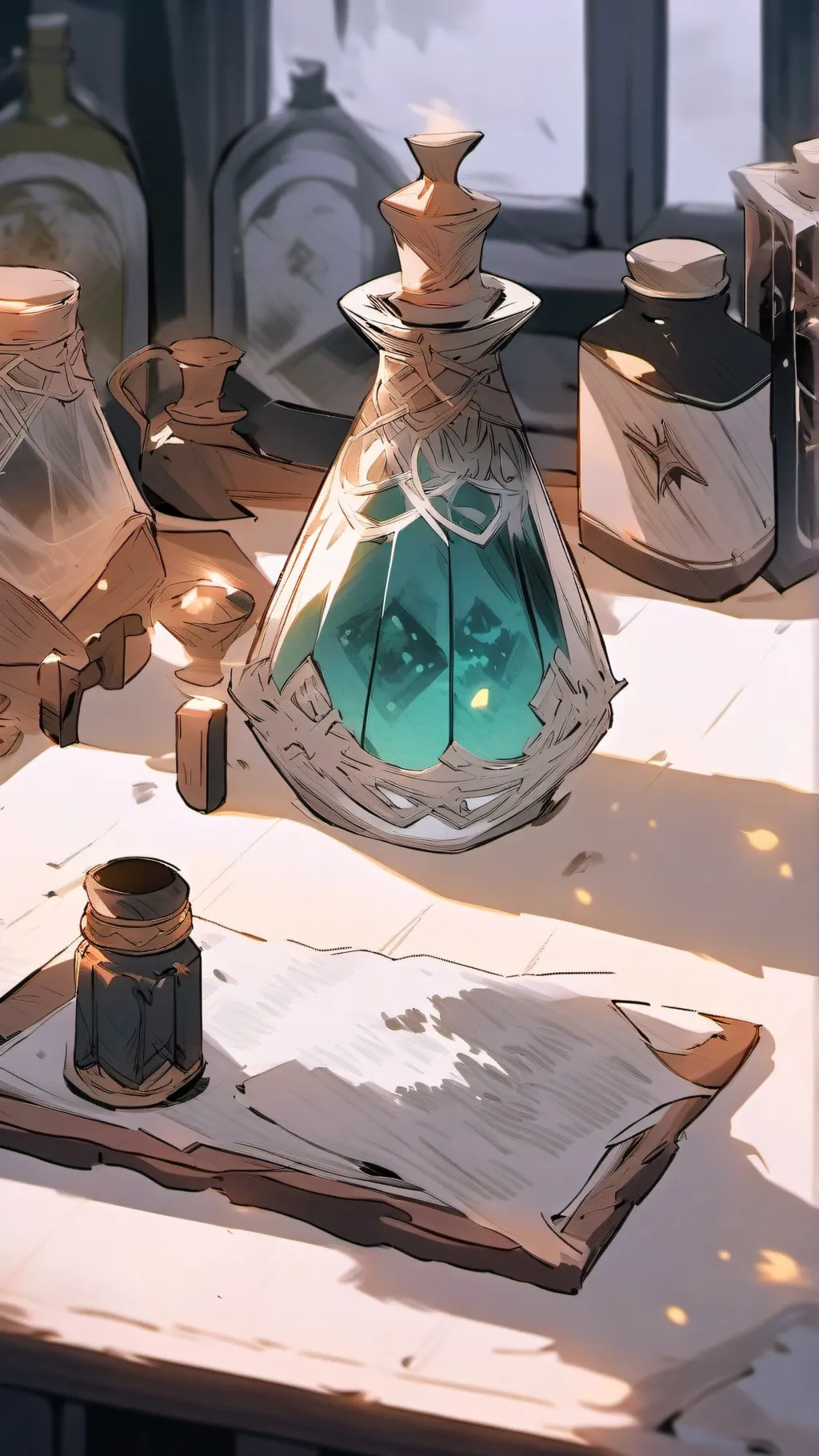 ai character: Suspicious potion background
