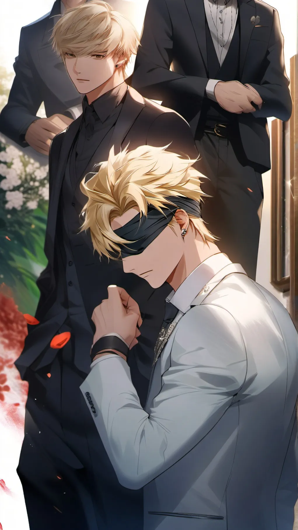 ai character: BlindfoldDukeOnKne background