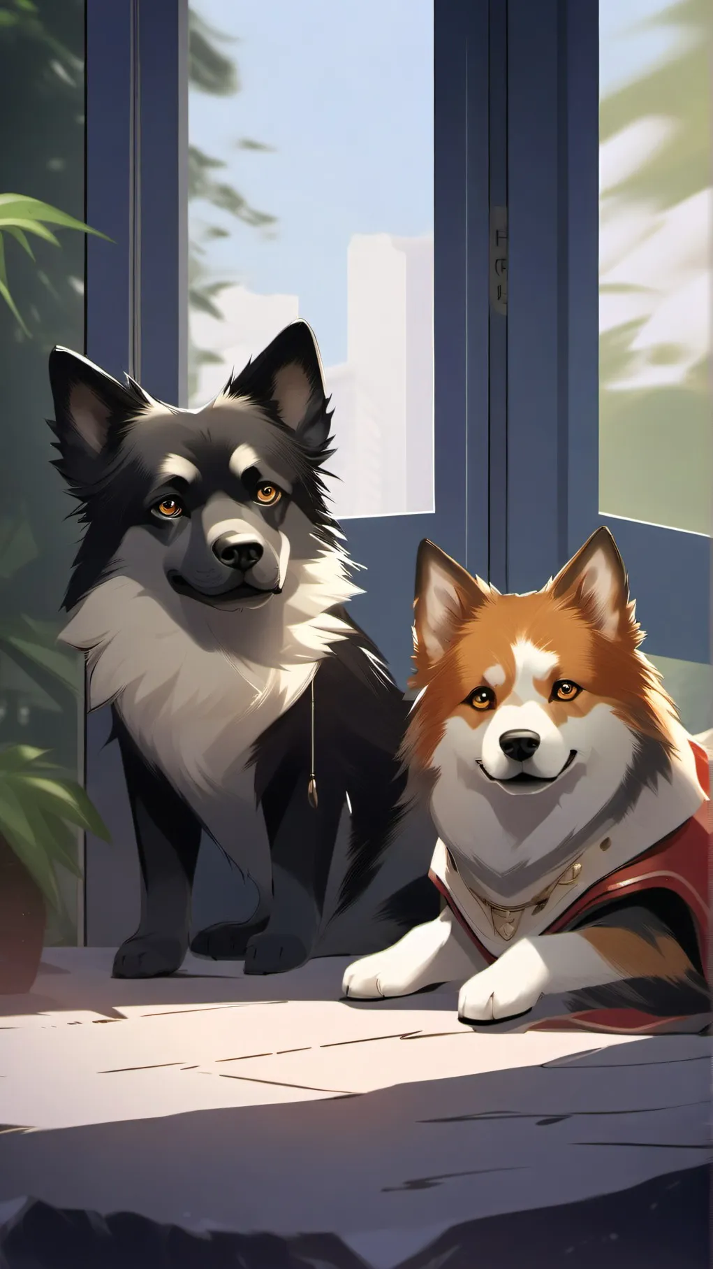 ai character: Dog Aaron &Cat aph background