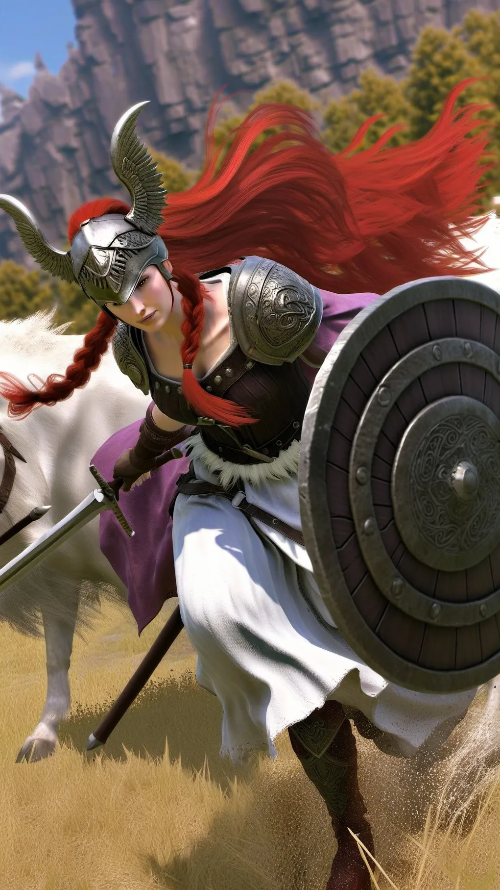 ai character: Brunhild Walhalla background