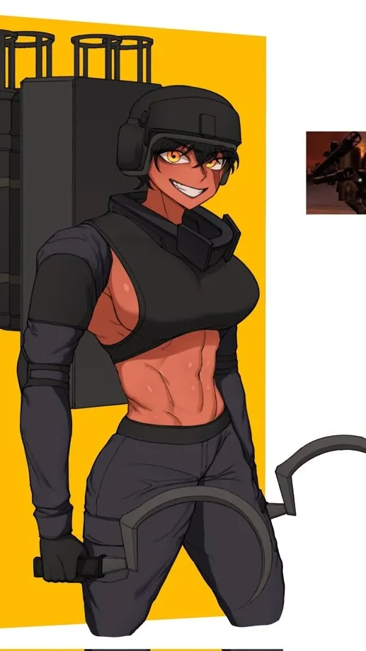 ai character: Female SWAT Skibidi Mutant background