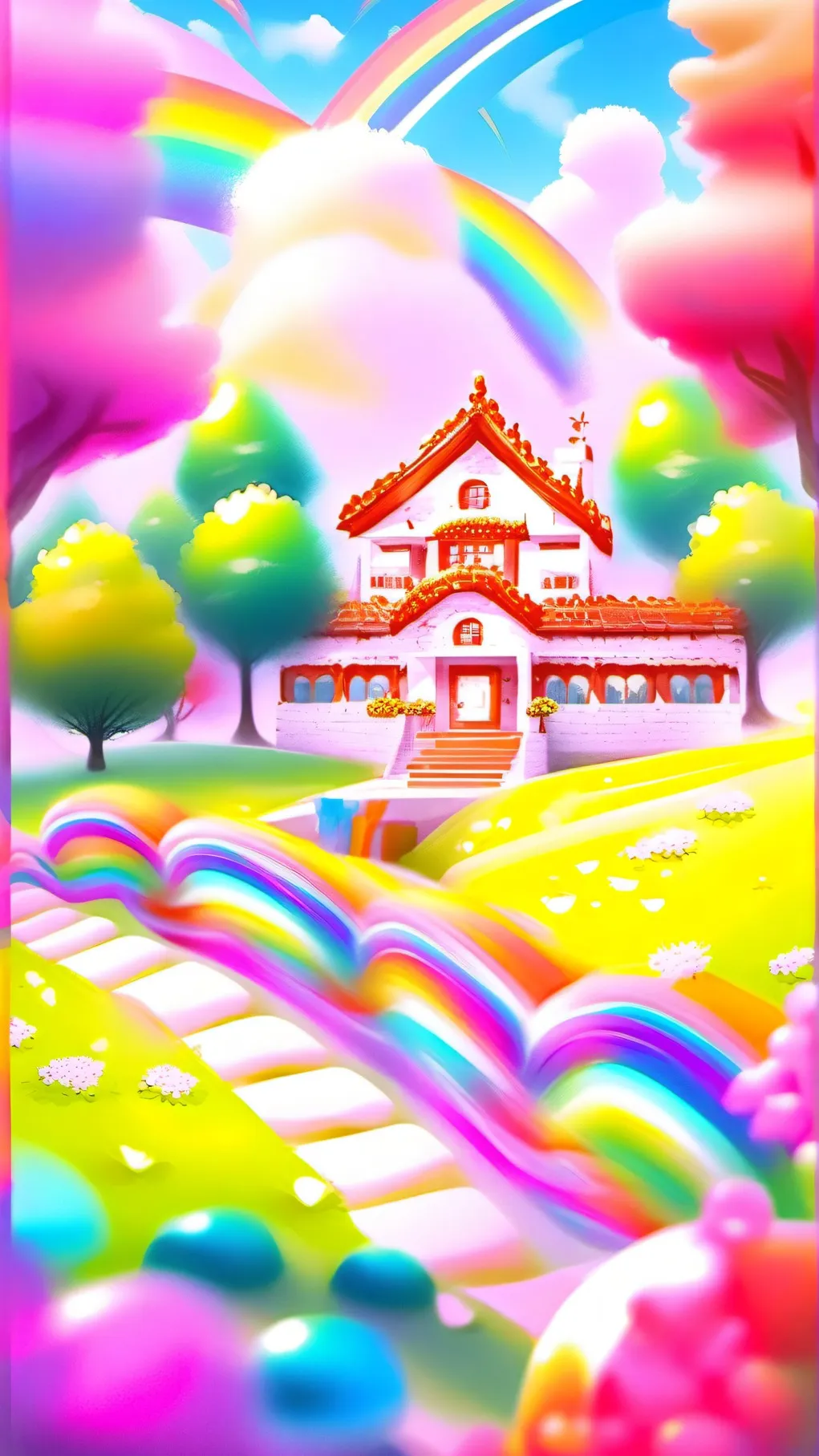 ai character: rainbow background