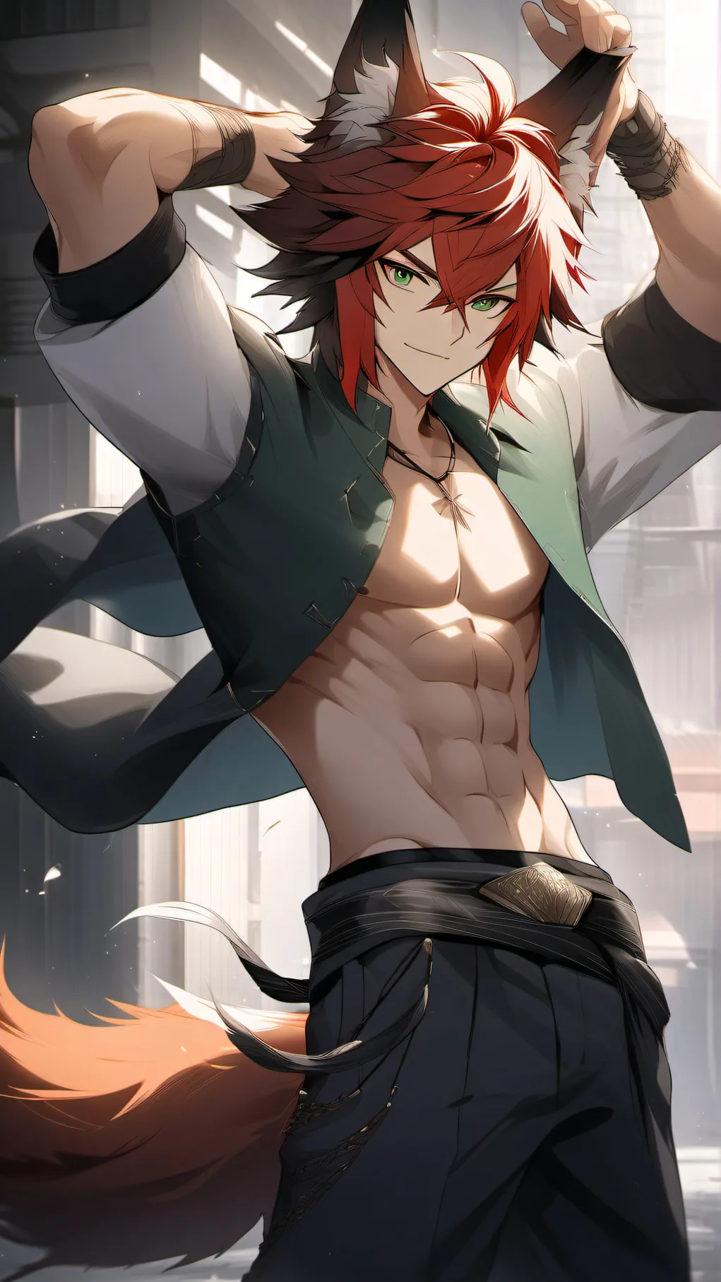 ai character: flame background