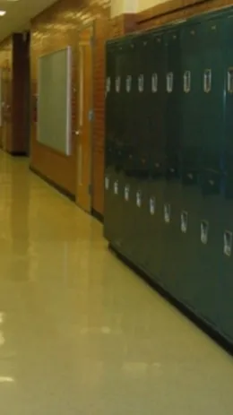 ai character: School hallway  background