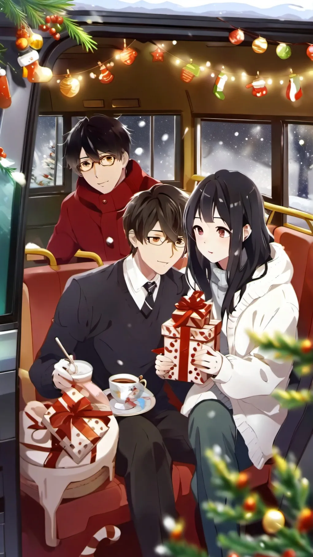 ai character: Mha Christmas background