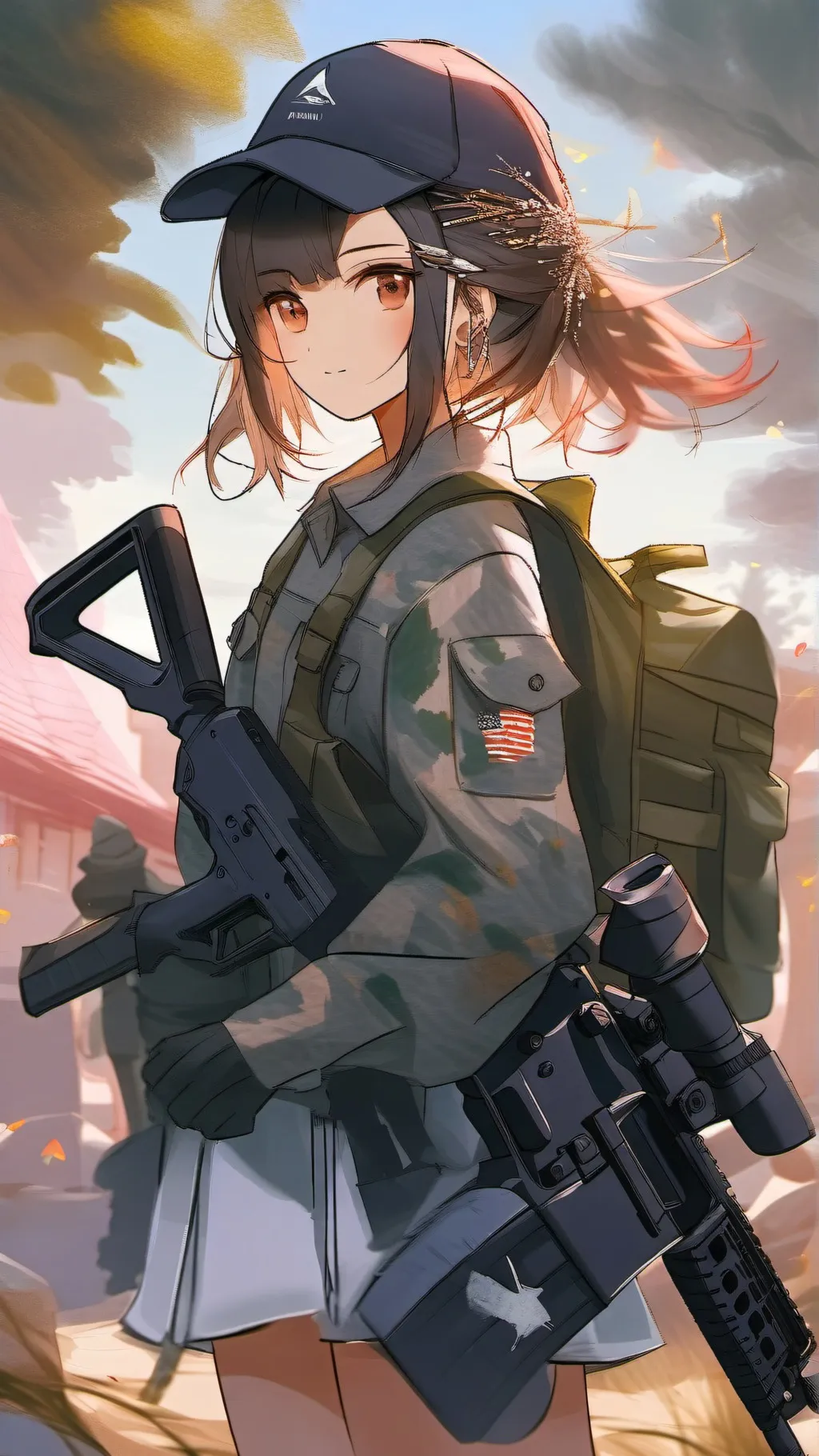 ai character: Girl Solder background