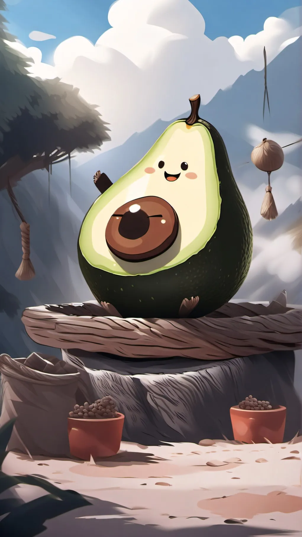 ai character: Avocado playz background