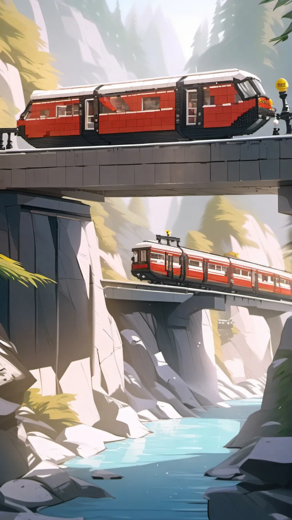ai character: falling train background