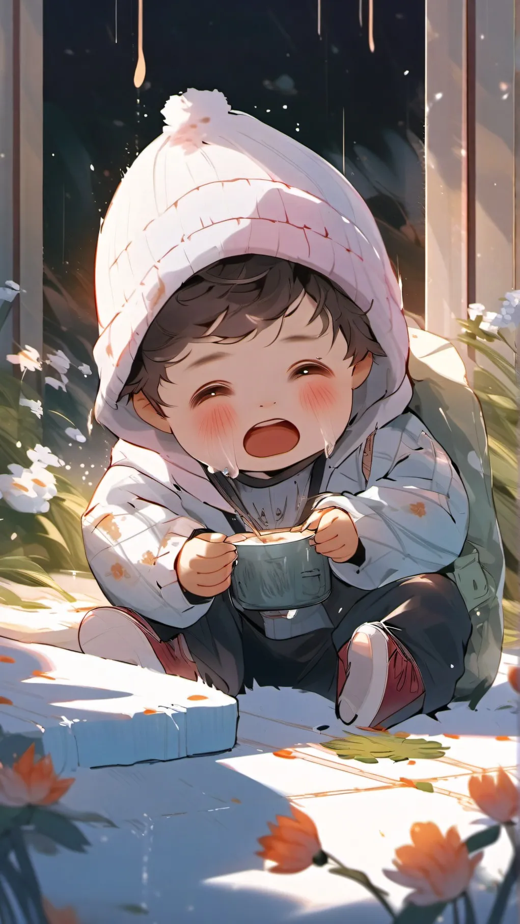 ai character: kitten and babyies background