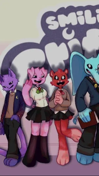 ai character: smiling critters background