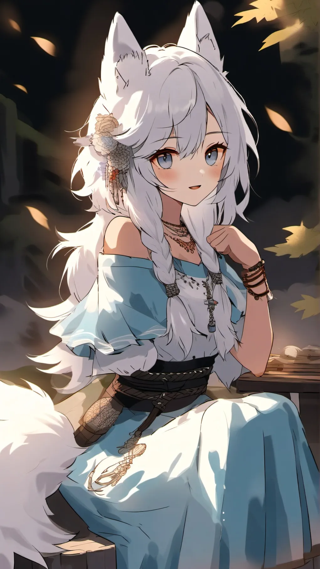 ai character: arya the blue wolf background