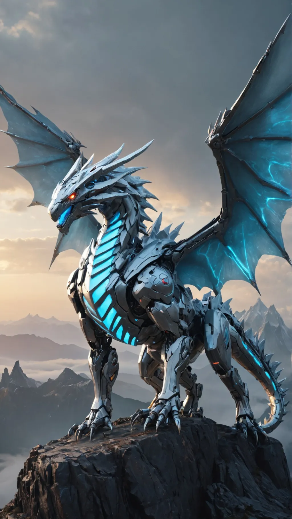 ai character: mecha dragon background