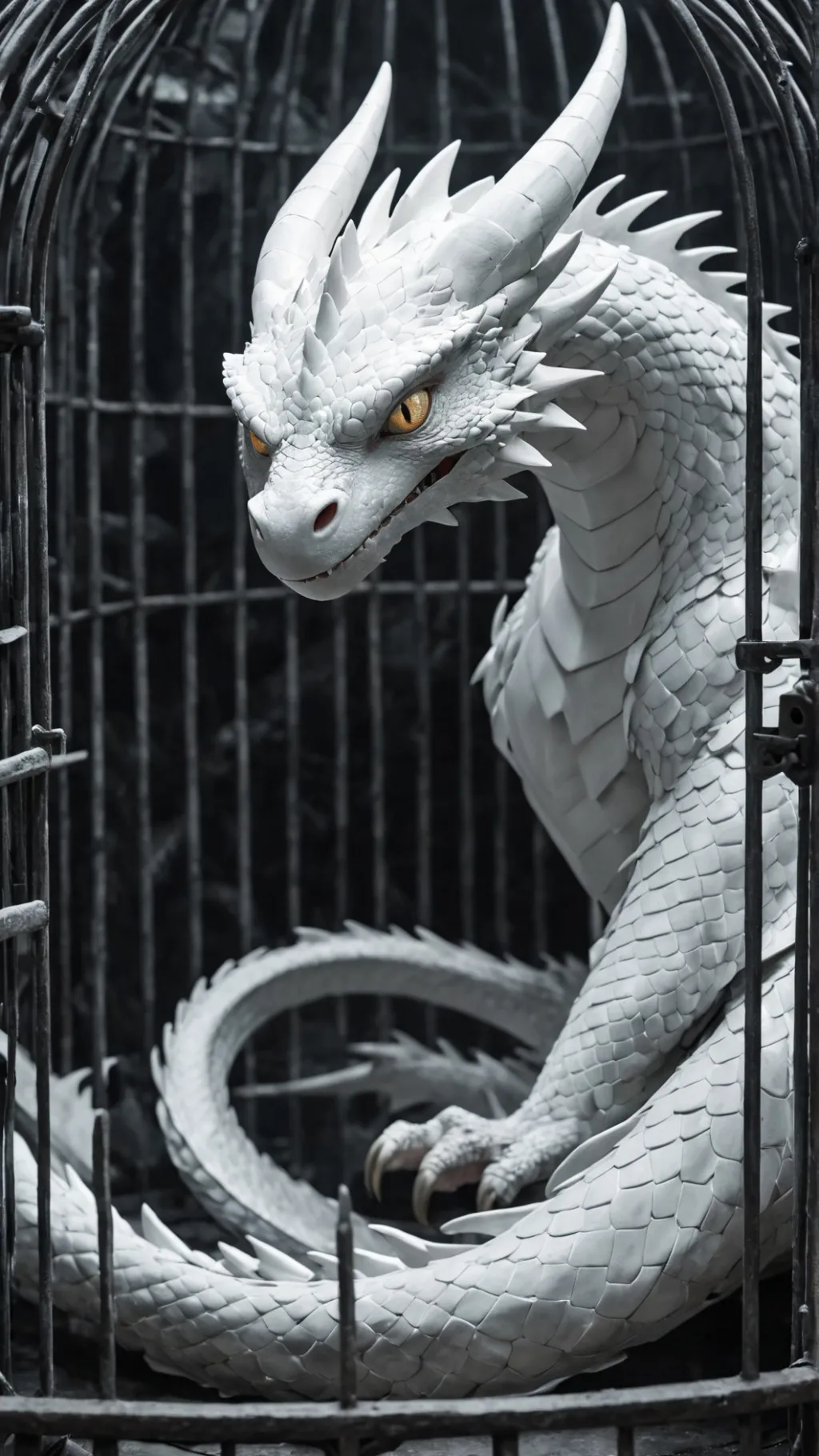 ai character: captured dragon  background