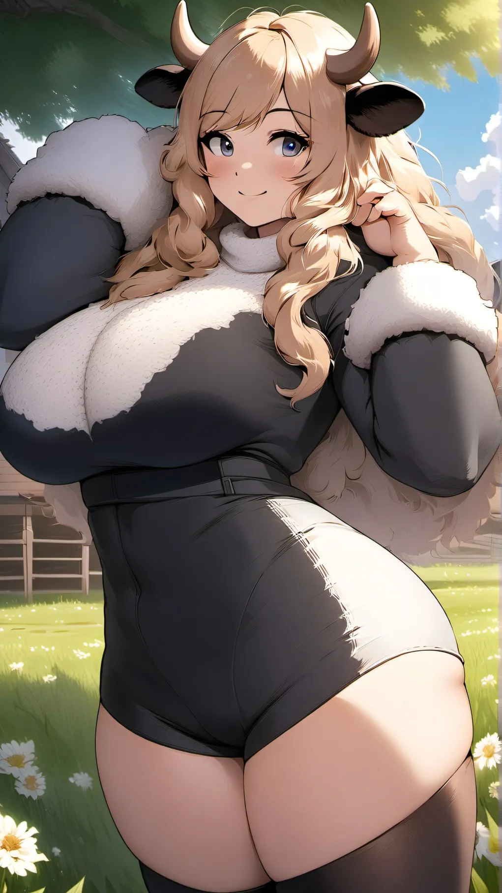 ai character: cow girl background