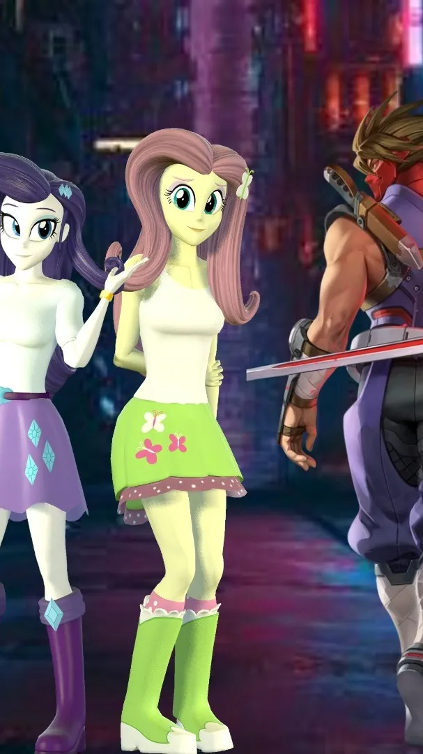 ai character: fluttershy& rarity background