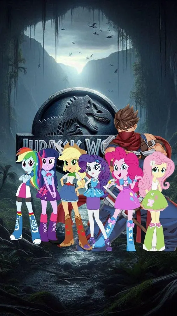 ai character: MLP& JURASSICWORLD background