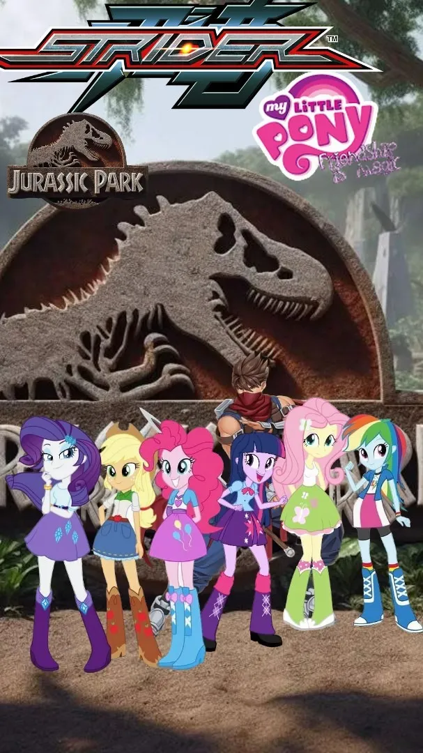 ai character: MLP& JURASSIC WORL background