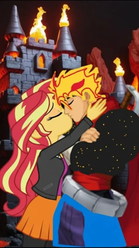 ai character: sunset shimmer sun background