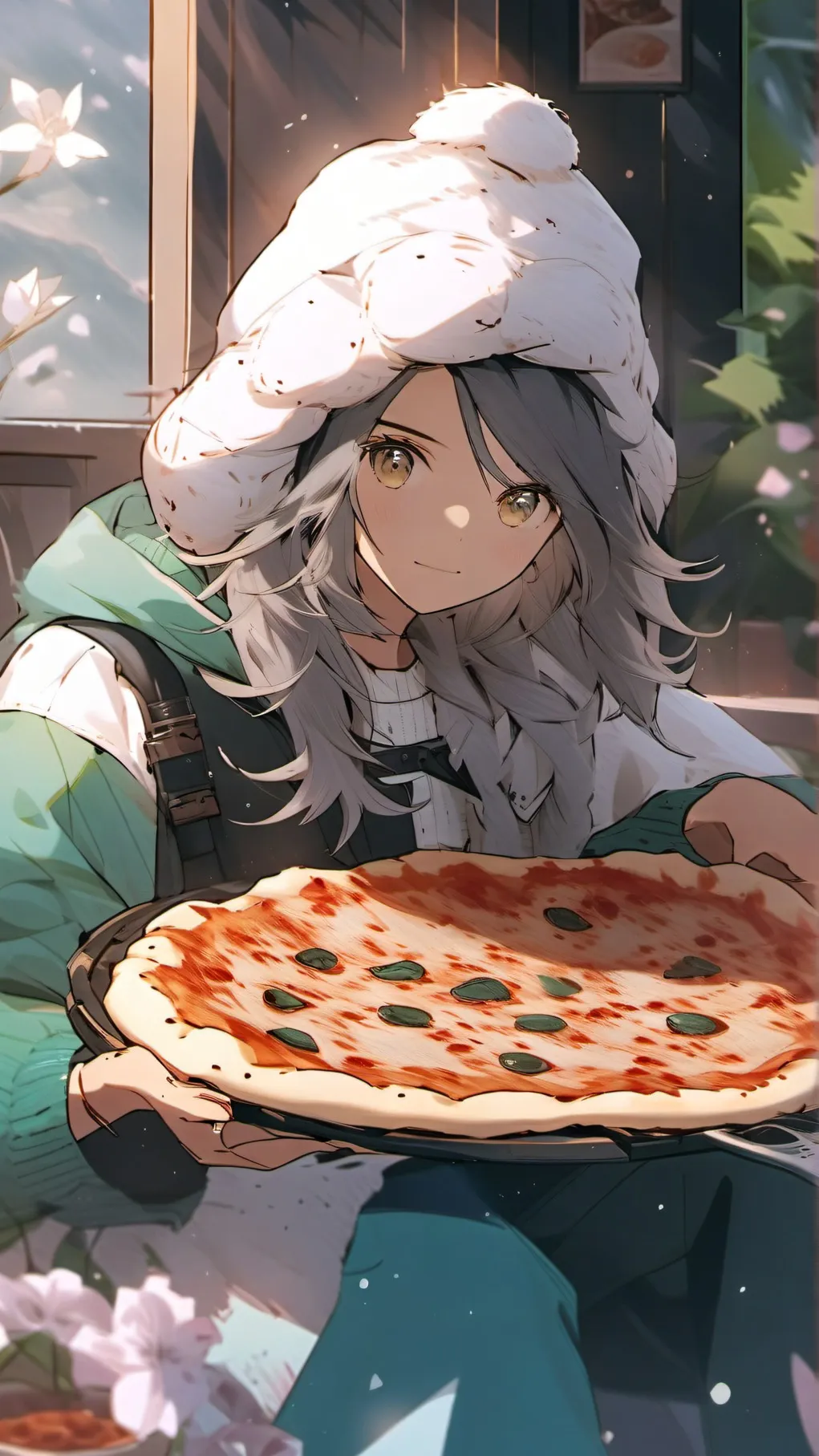 ai character: mha pizza party  background