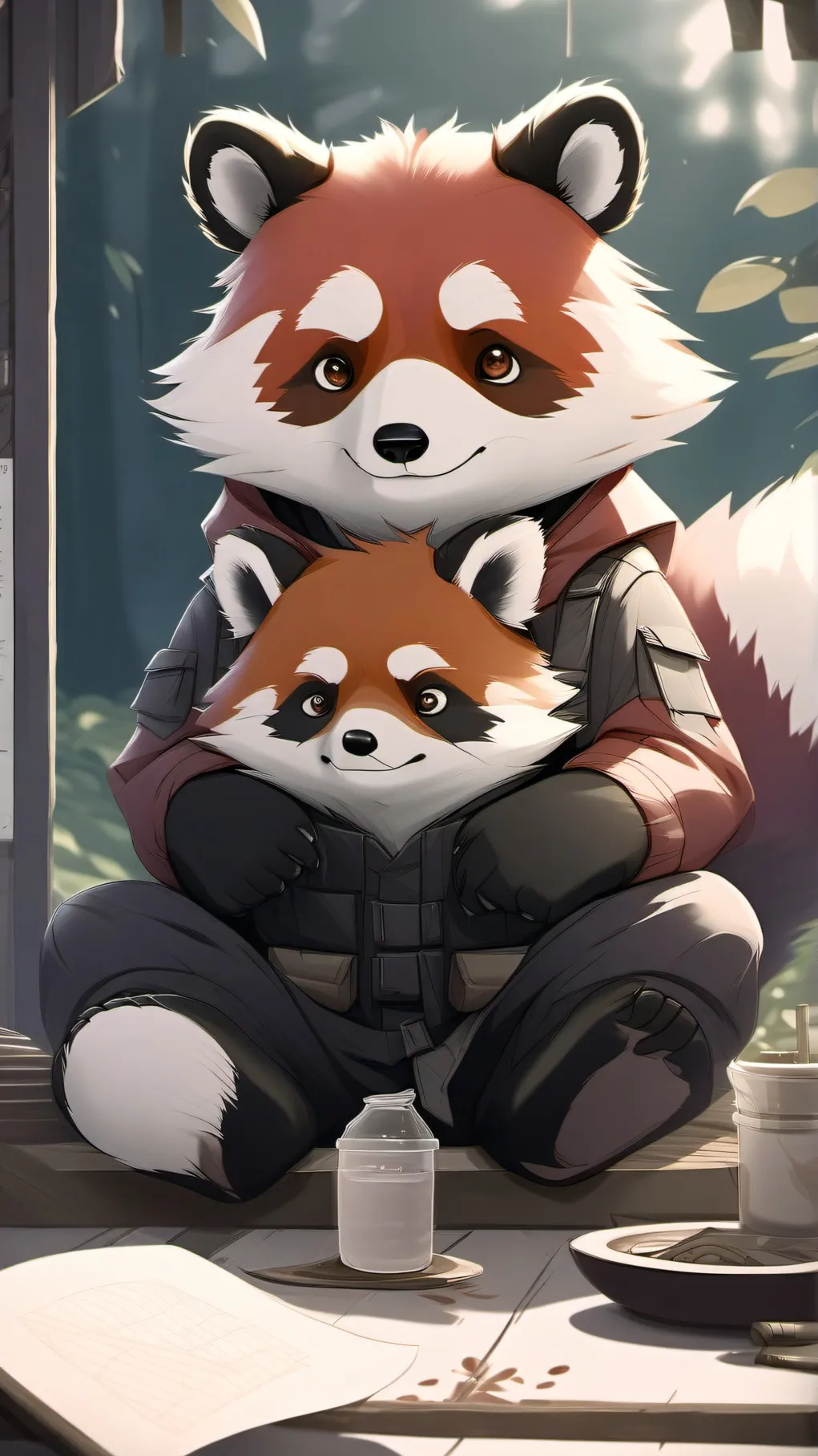 ai character: yuri the red panda background