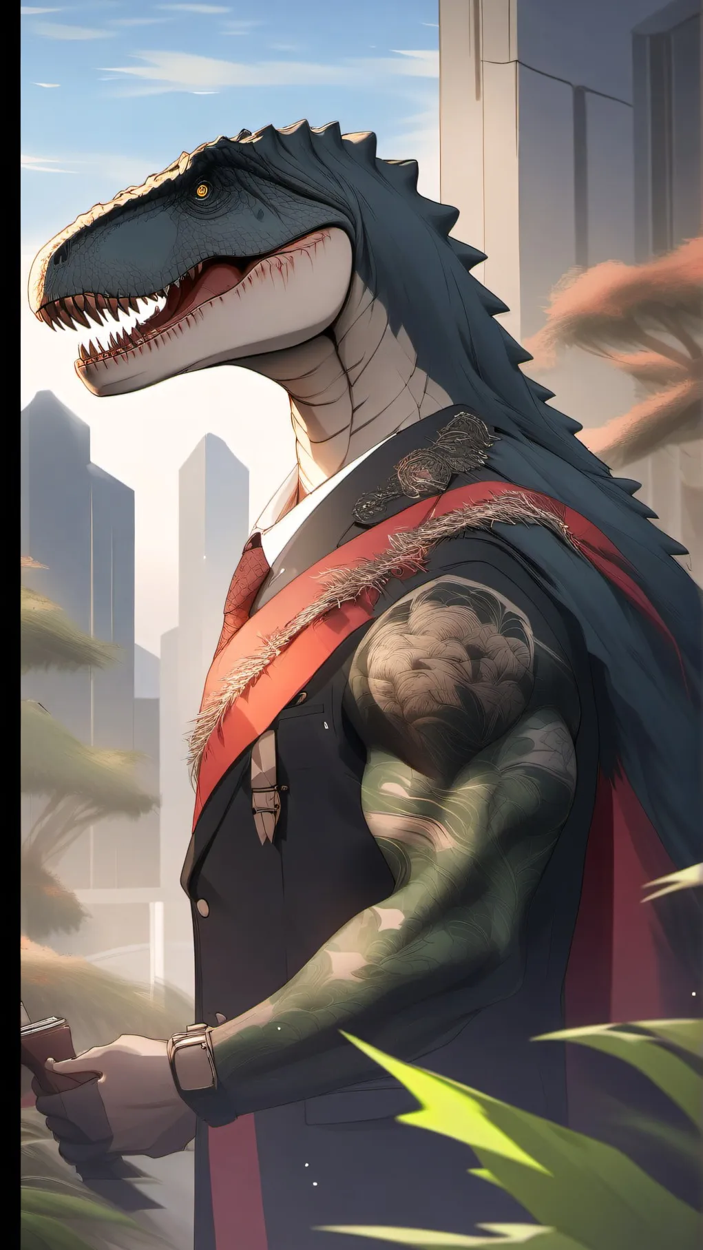 ai character: rör the t rex background