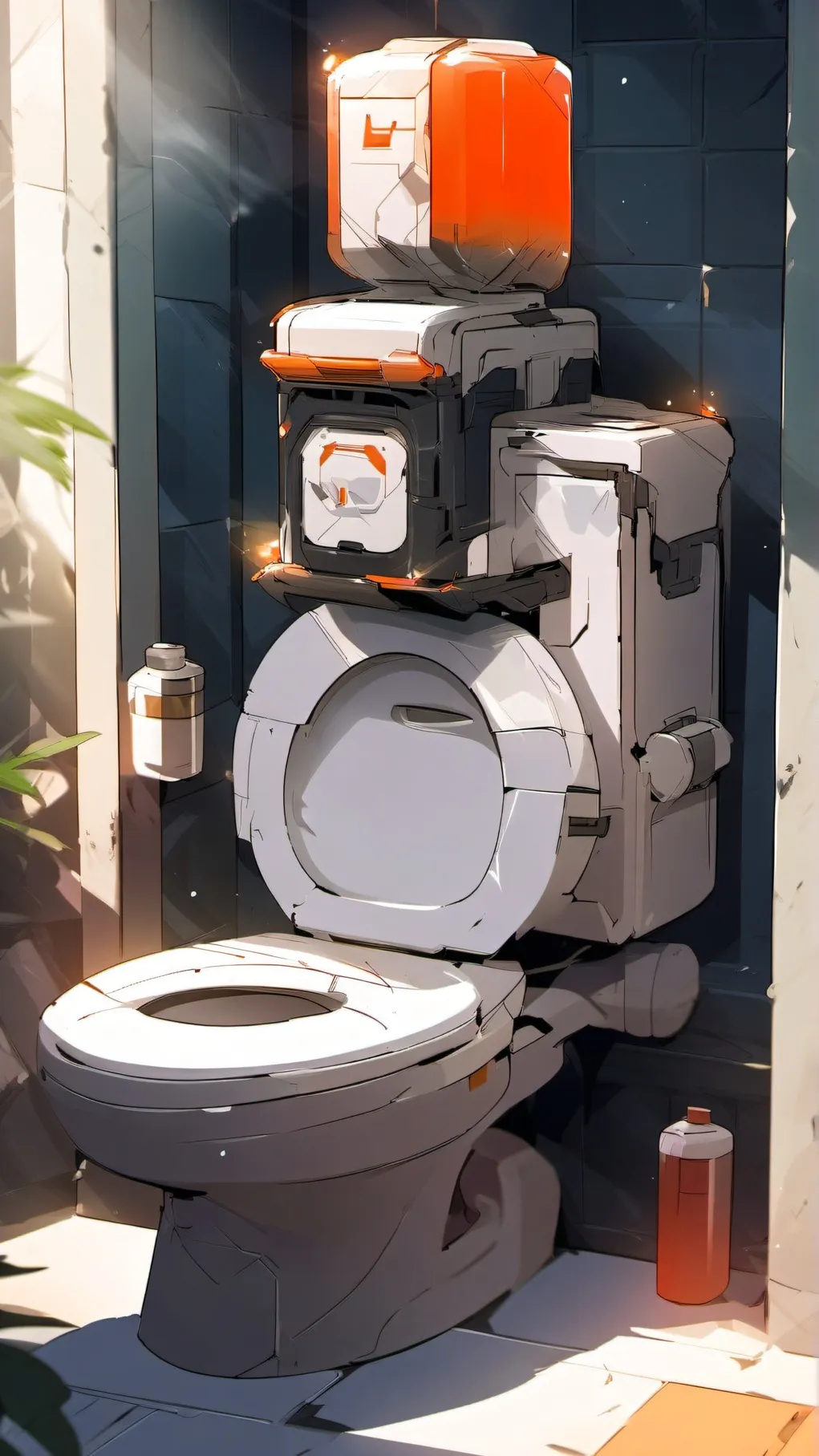 ai character: in: Skibidi Toilet background