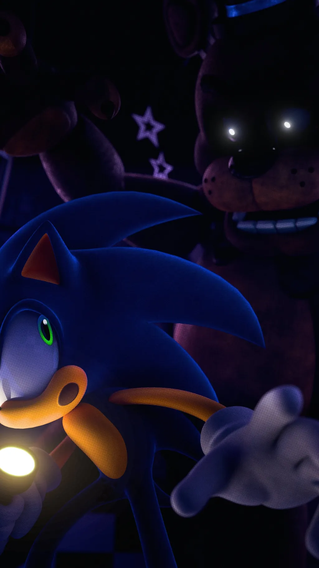 ai character: SONIC X FNAF background