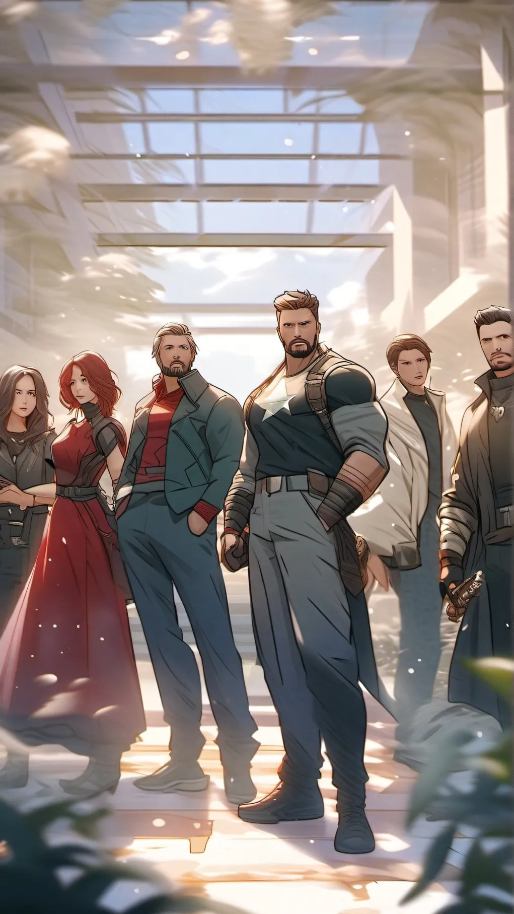 ai character: Avengers family. background