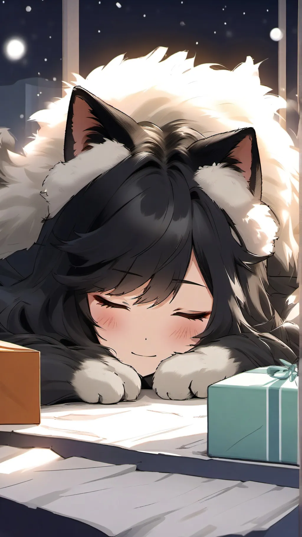 ai character: cute kitten girl background