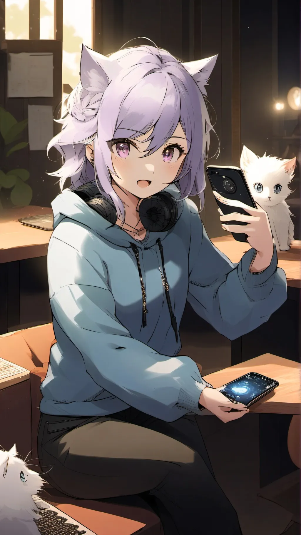 ai character: Cat girl background