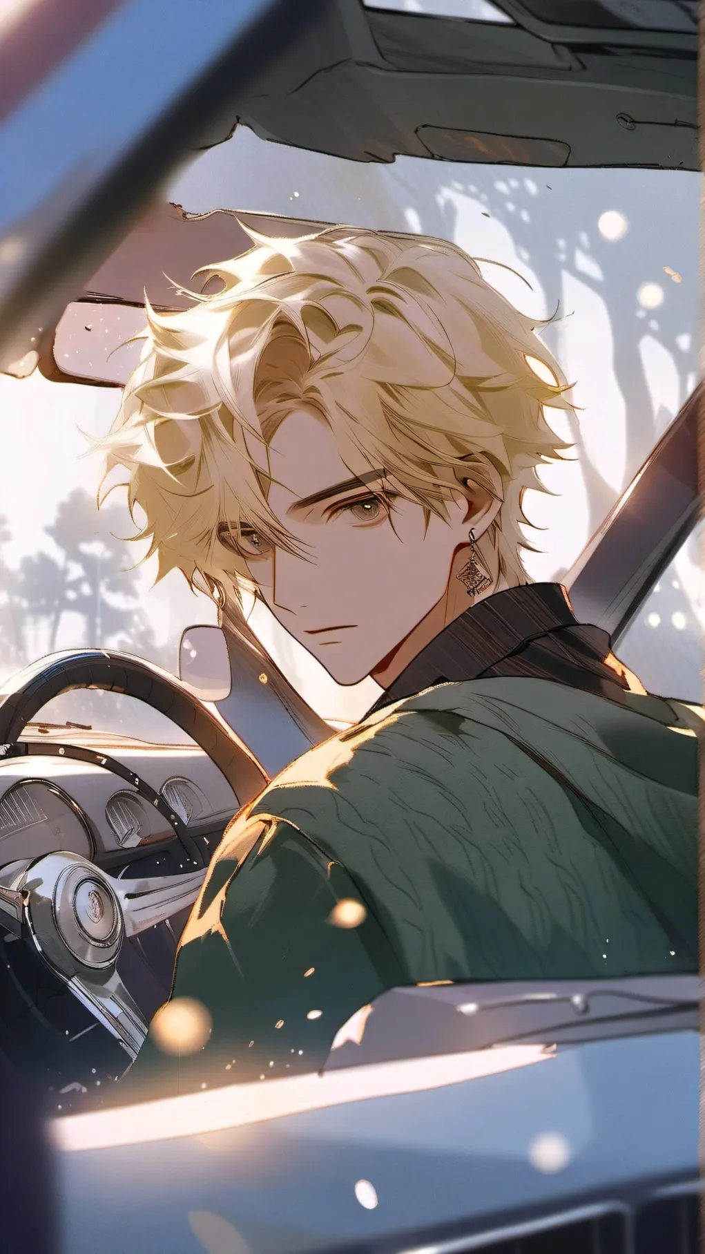 ai character: car ride background