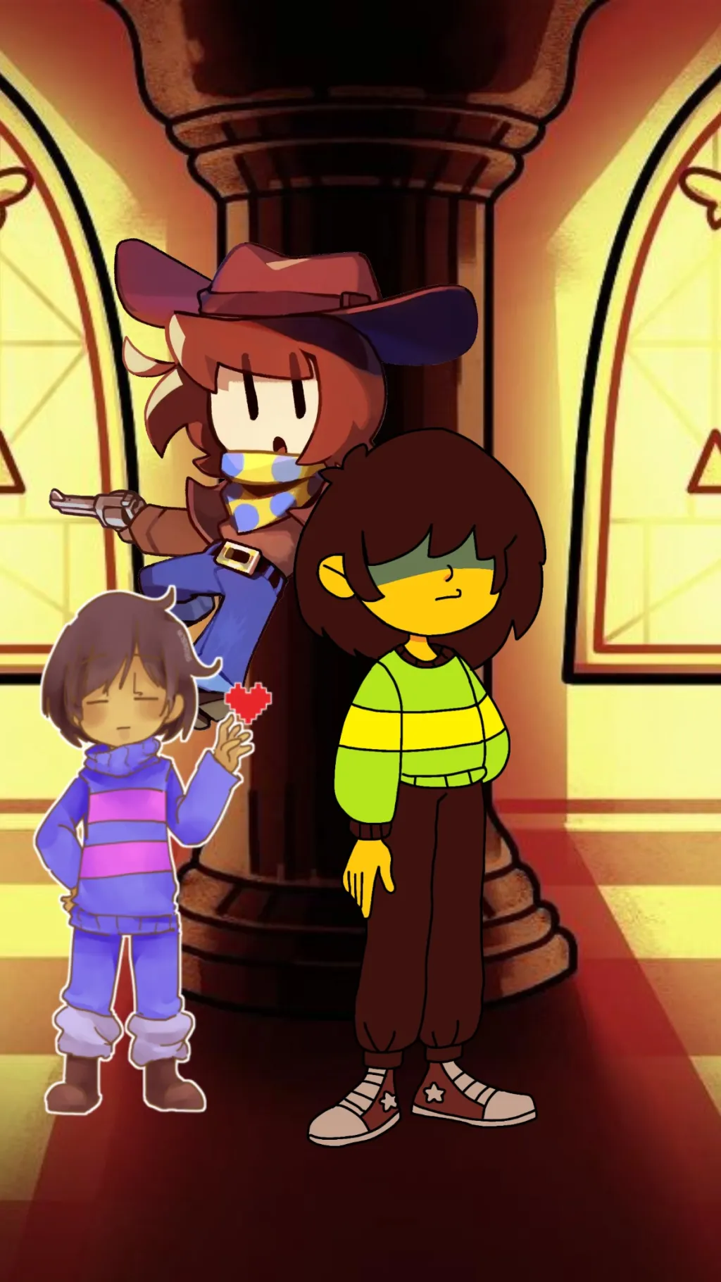 ai character: Frisk,Clover,Kris background